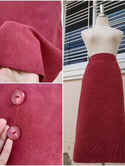 กระโปรงลูกฟูกสีแดงเบอรี่