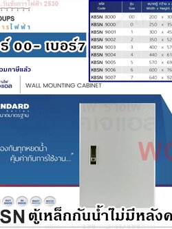KJL ตู้ไฟ ตู้เหล็กกันน้ำแบบไม่มีหลังคา รุ่น KBSN ตู้ไฟเหล็กกันน้ำ ใช้งานภายนอก รุ่น เบอร์00 - เบอร์7