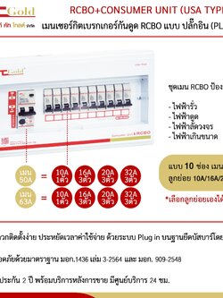 เซฟทีคัท ตู้ไฟกันดูด 10ช่อง SAFETCUT GOLD กันซ๊อต RCBO ปรับค่าได้ ตู้คอนซูเมอร์ยูนิต รุ่น GOLD แบบ USA A1