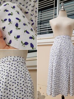 กระโปรงวินเทจลายดอกไม้สีม่วง