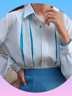 เสื้อเชิ้ตลายทางสีฟ้าขาว