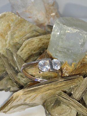 แหวนเพชร CZ เงินแท้ 92.5% Cubic Zirconia 925 Sterling Silver Ring Size 55, 58