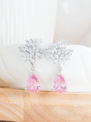 Natural Pink Sapphire Diamond Gold Earrings ต่างหู แซฟไฟร์สีชมพู เพชรแท้ ทองแท้ 9K, 18K มีใบเซอร์ GIA💎