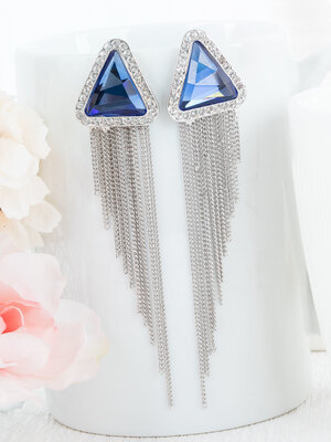 Natural Blue Sapphire Diamond Gold Earrings ต่างหู ไพลินแท้ เพชรแท้ ทองแท้ 9K, 18K มีใบเซอร์ GIA💎