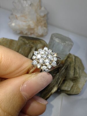 แหวนเพชร CZ เงินแท้ 92.5% Cubic Zirconia 925 Sterling Silver Ring Size 54