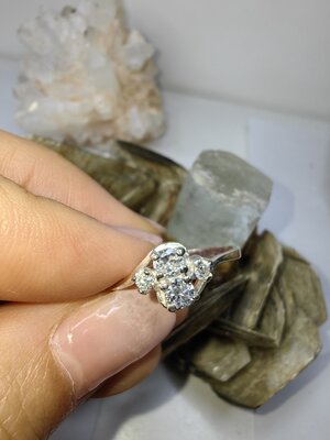 แหวนเพชร CZ เงินแท้ 92.5% Cubic Zirconia 925 Sterling Silver Ring Size 57, 60