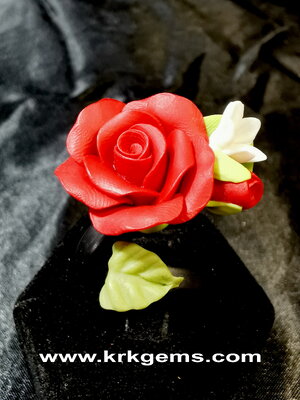 RED ROSE HANDMADE CLAY RING