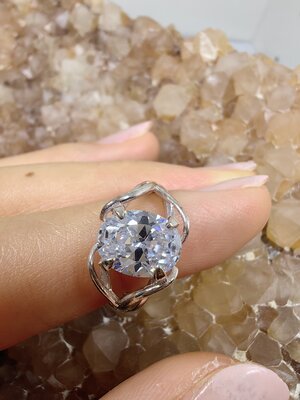 แหวนเพชร CZ เงินแท้ 92.5% Cubic Zirconia 925 Sterling Silver Ring Size 49