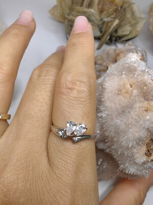 แหวนเพชร CZ เงินแท้ 92.5% Cubic Zirconia 925 Sterling Silver Ring Size 54, 56