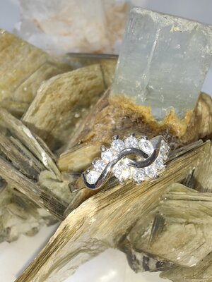 แหวนเพชร CZ เงินแท้ 92.5% Cubic Zirconia 925 Sterling Silver Ring Size 52