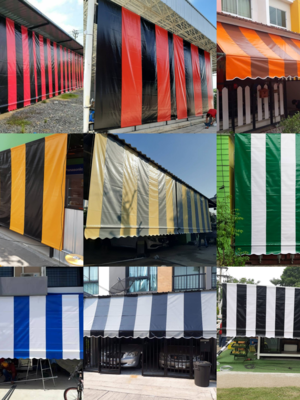 ผ้าใบร้านค้า ชักรอก สลับสี