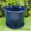 กระถางลายใบกล้วย PBL01 เคลือบ Navy blue