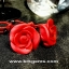 RED ROSE HANDMADE CLAY NECKLACE BRACELET EARRING RING