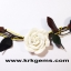 PURE WHITE ROSE HANDMADE CLAY NECKLACE BRACELET EARRING RING SET