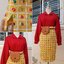 กระโปรงทรงเอสีเหลือง ลายจุดสีสัน