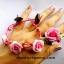 PINK 3 ROSE HANDMADE CLAY BRACELET