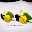 YELLOW BLACK 2ROSE HANDMADE CLAY EARRING