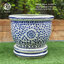 กระถางเซรามิค พร้อมจานรอง P0S ขนาด 22" ลายยุโรปชาววังสีน้ำเงิน