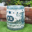 ที่นั่ง(สตูล)เซรามิค รูปกลอง ลายมังกรสี qua blue เคลือบแตกลายงา