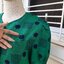 เสื้อวินเทจสีเขียวลายจุดสีกรมท่า