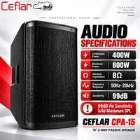 CEFLAR CPA 15 ตู้ลำโพงกลางแหลม Passive 15 นิ้ว 2 ทาง 400W Continuous 800W Max 8Ω Hippo Audio
