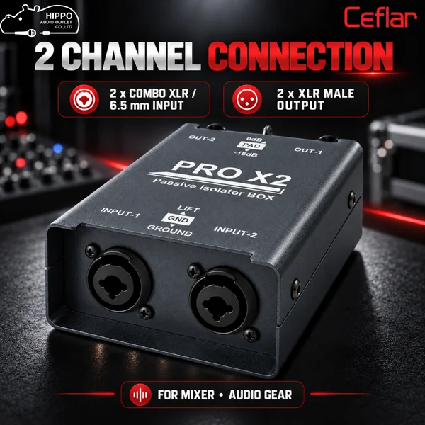 CEFLAR PDI 02 PRO X2 ไดเร็คบ๊อกซ์ Passive 2 แชนแนล PAD -15dB Ground Lift Hippo Audio image 2