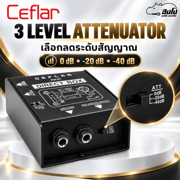 CEFLAR PDI 01 Passive DI Direct Box 1 Channel Ground Lift Attenuator 0/-20/-40dB Hippo Audio image 4 CEFLAR PDI 01 Passive DI Direct Box 1 Channel Ground Lift Attenuator 0/-20/-40dB Hippo Audio image 4