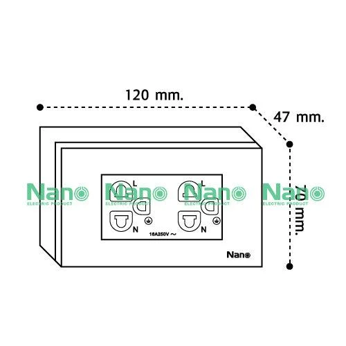 NANO ชุดฝา 3 ช่อง + ปลั๊กกราวด์คู่ และบล็อกลอยขนาด 2*4 นิ้ว สีดำ 1ชุด ครบชุดพร้อมใช้งาน