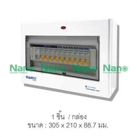 ตู้คอนซูมเมอร์ยูนิตเมนกันดูด NANO PLUS +11ช่อง(พร้อม RCBO 50 A,63 A+ลูกย่อย10ลูก)